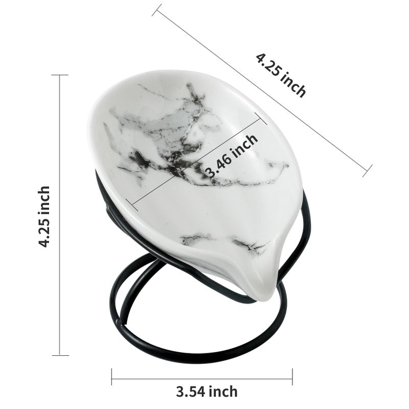 Dobbyby Leaf-Shaped Soap Dish - Premium Ceramic Soap Bar Holder with Self-Drainage System - Bar Soap Holder for Shower  Bathroom Sink  Kitchen - Waterfall Soap Dish with Stainless Steel Stand (Black) - Image 5